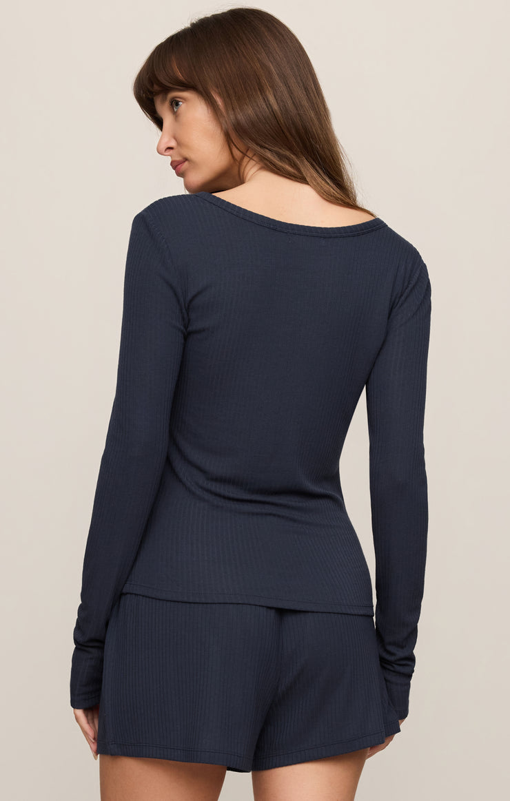 Tops Just Right Rib Henley Top Eclipse