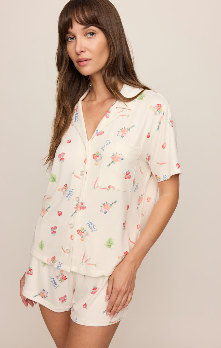 Tops Market Silky Jersey PJ Top Sandstone