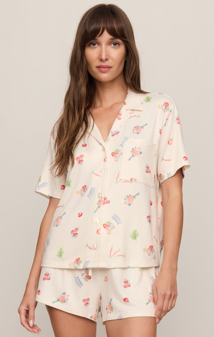 Tops Market Silky Jersey PJ Top Sandstone