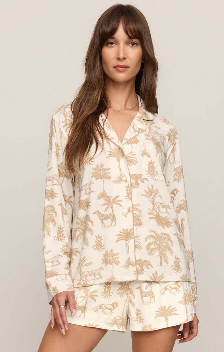 Tops Safari PJ Long Sleeve Top Bone