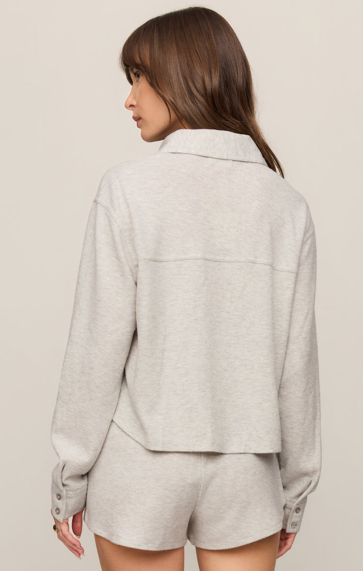 Tops Waffle Brushed Thermal Shirt Feather Grey