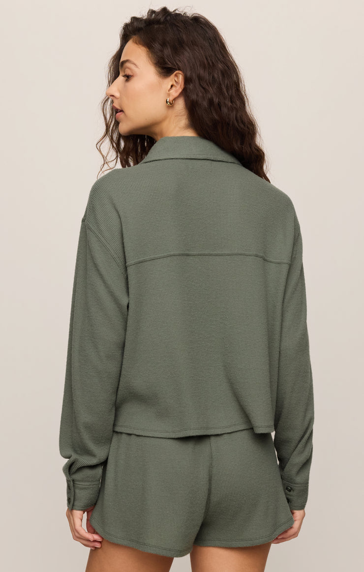 Tops Waffle Brushed Thermal Shirt Monstera
