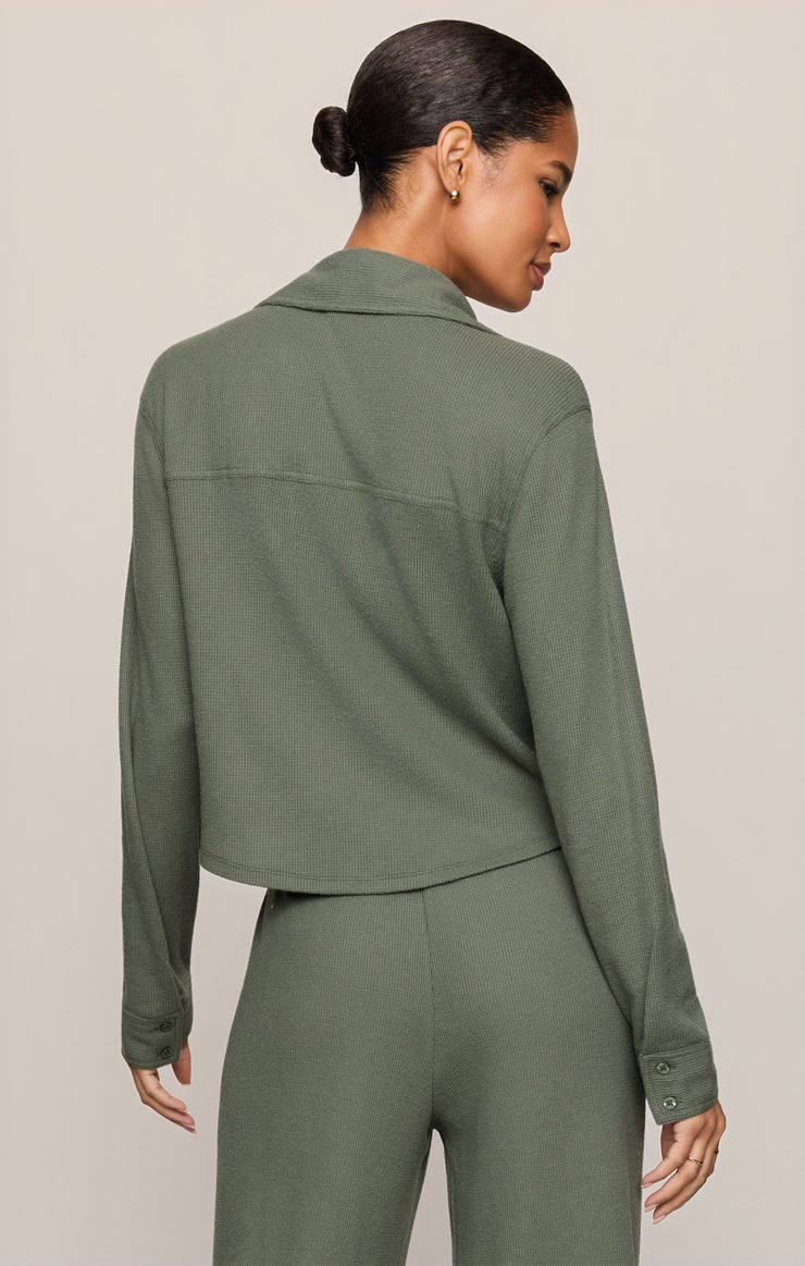 Tops Waffle Brushed Thermal Shirt Monstera