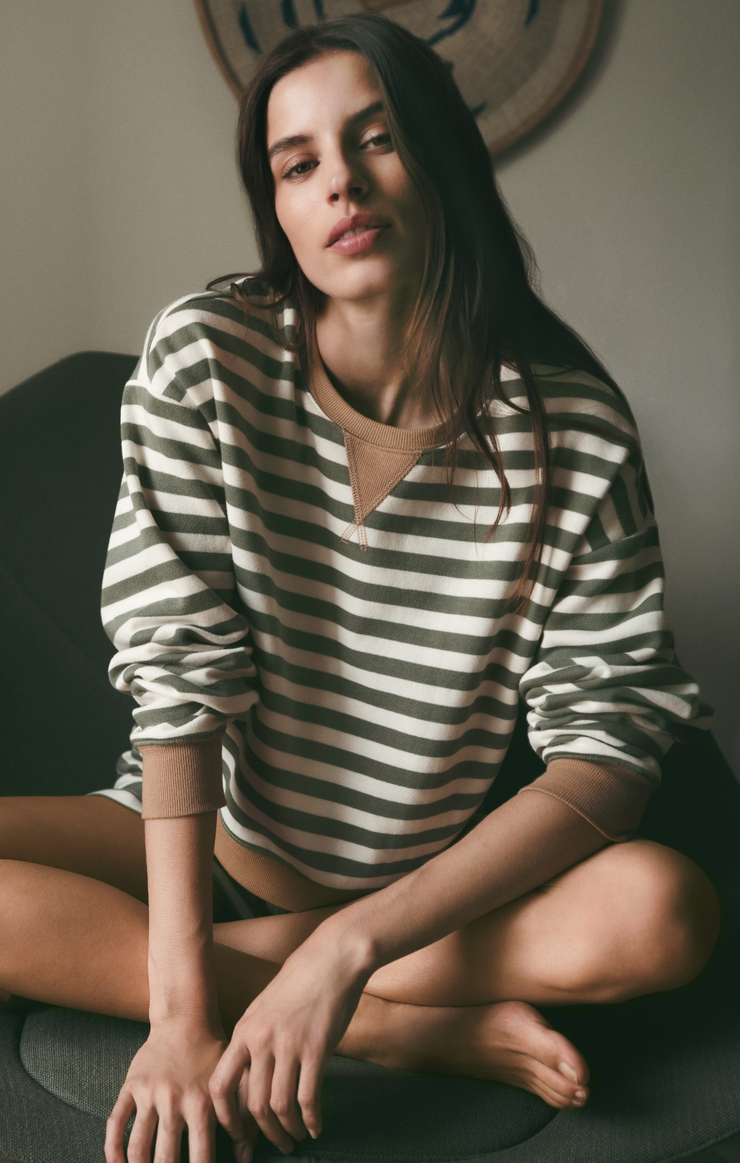 Tops Low Key Stripe Sweatshirt Monstera