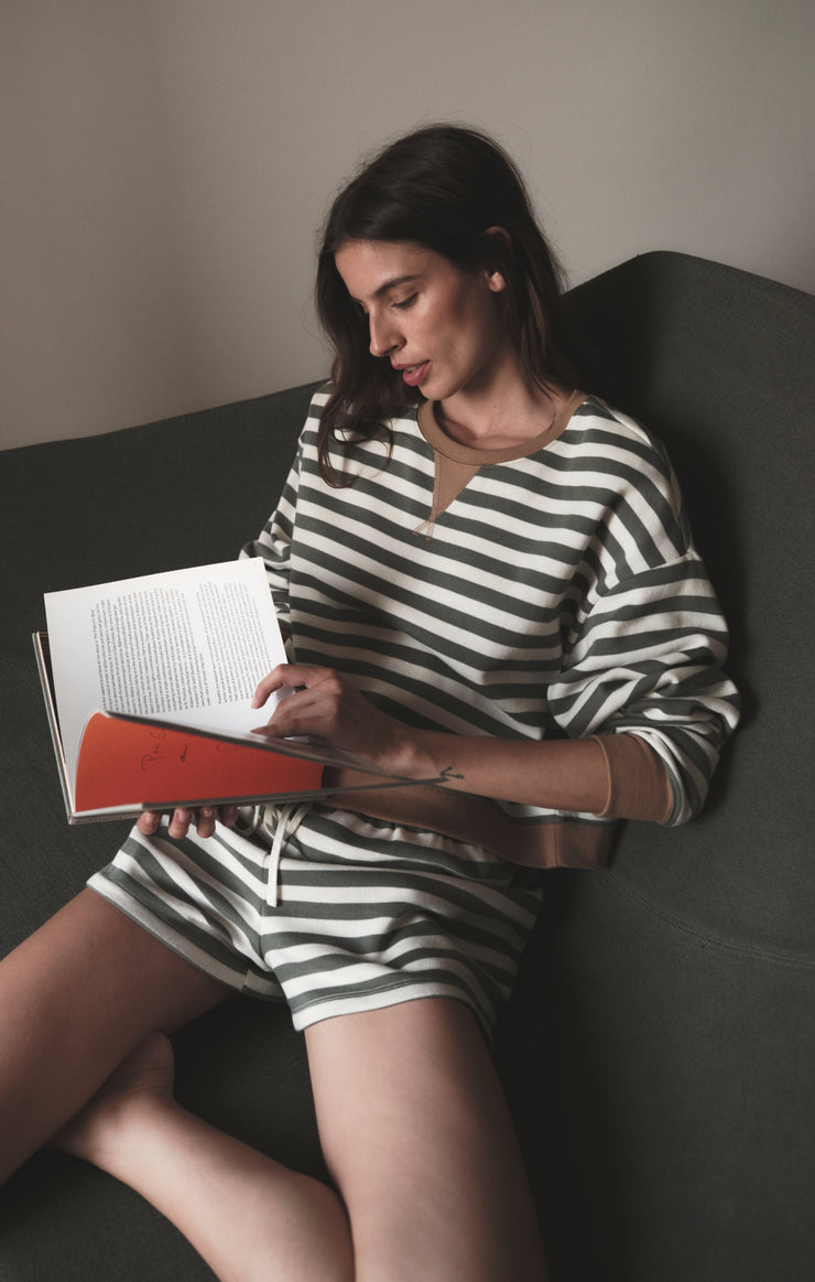 Tops Low Key Stripe Sweatshirt Monstera