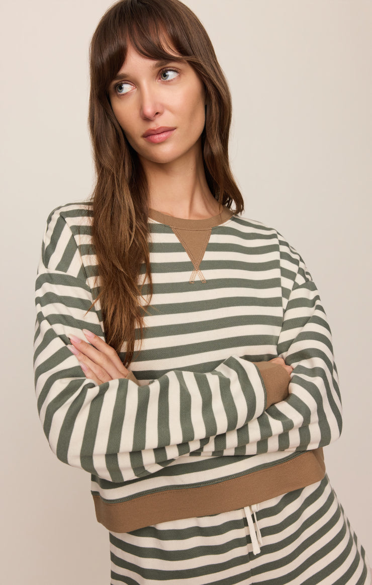 Tops Low Key Stripe Sweatshirt Monstera