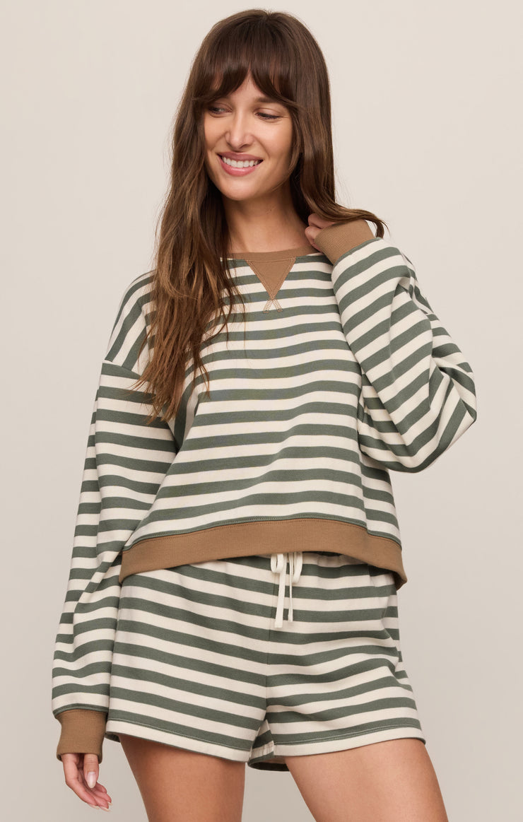 Tops Low Key Stripe Sweatshirt Monstera