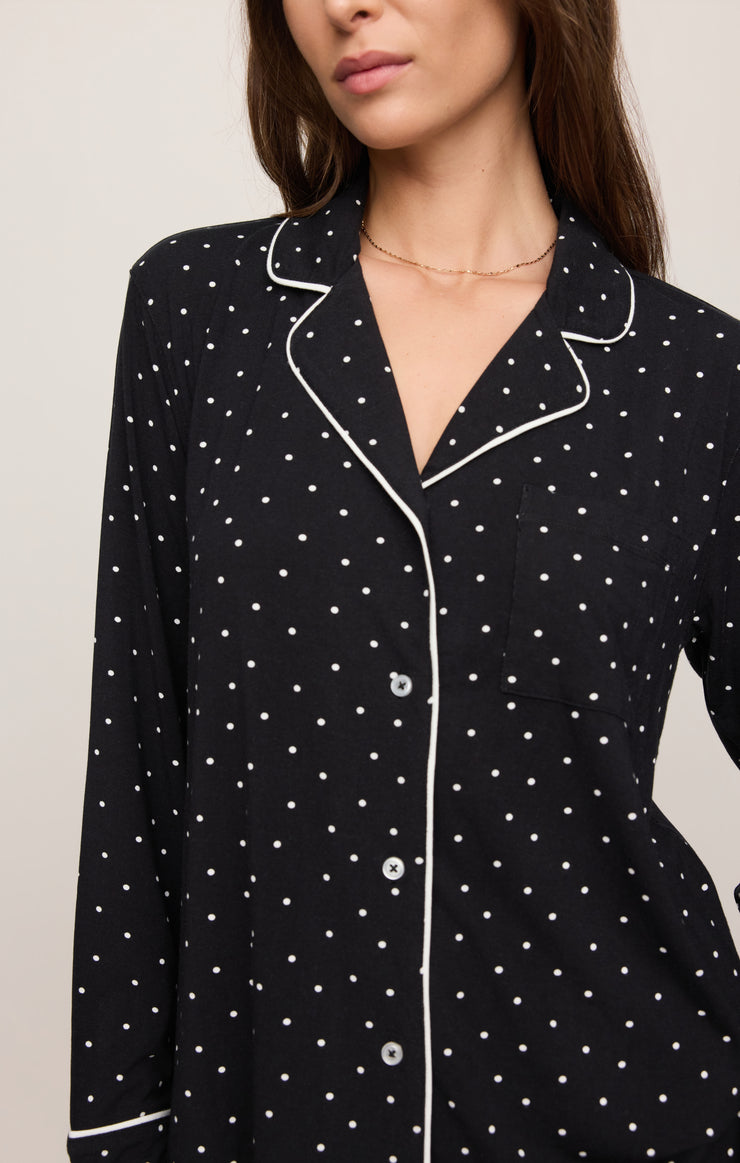 Tops The Luxe Dot PJ Top Black