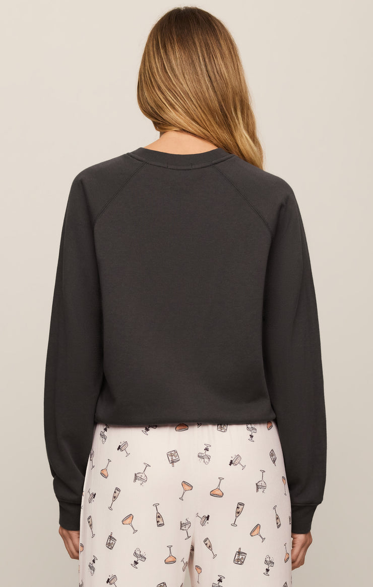 Tops Booze Graphic Sweatshirt Ash Black
