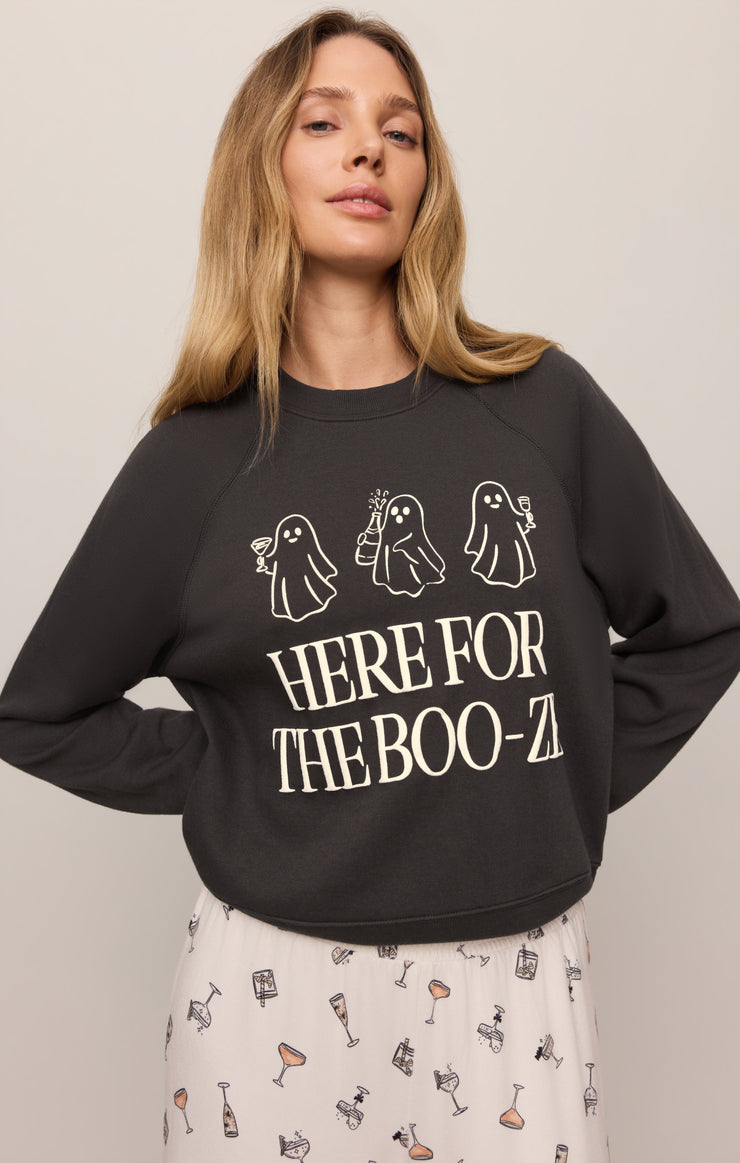 Tops Booze Graphic Sweatshirt Ash Black