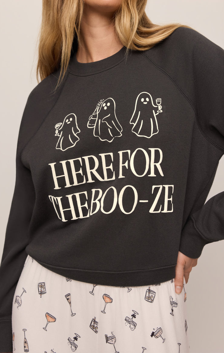 Tops Booze Graphic Sweatshirt Ash Black