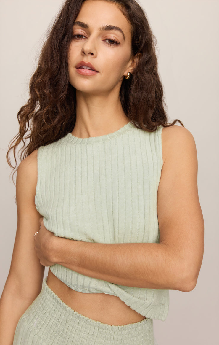 Tops Sloane Silky Rib Tank Aqua Cloud