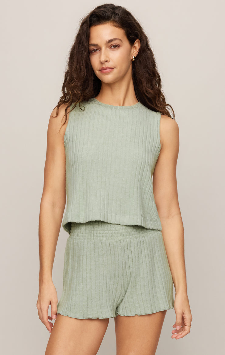 Tops Sloane Silky Rib Tank Aqua Cloud