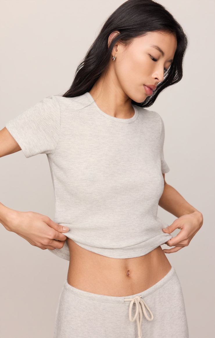 Tops Waffle Brushed Thermal Tee Feather Grey