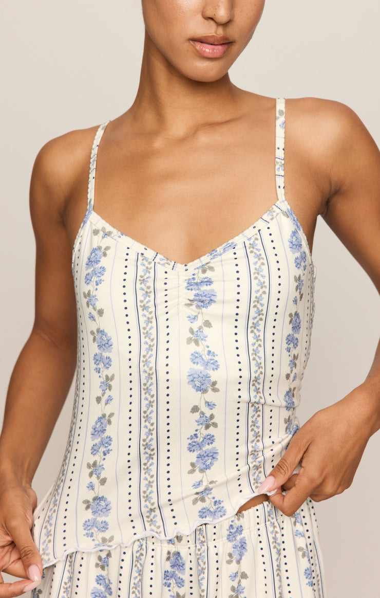 Tops Vanity Boudoir Floral Cami Skyline