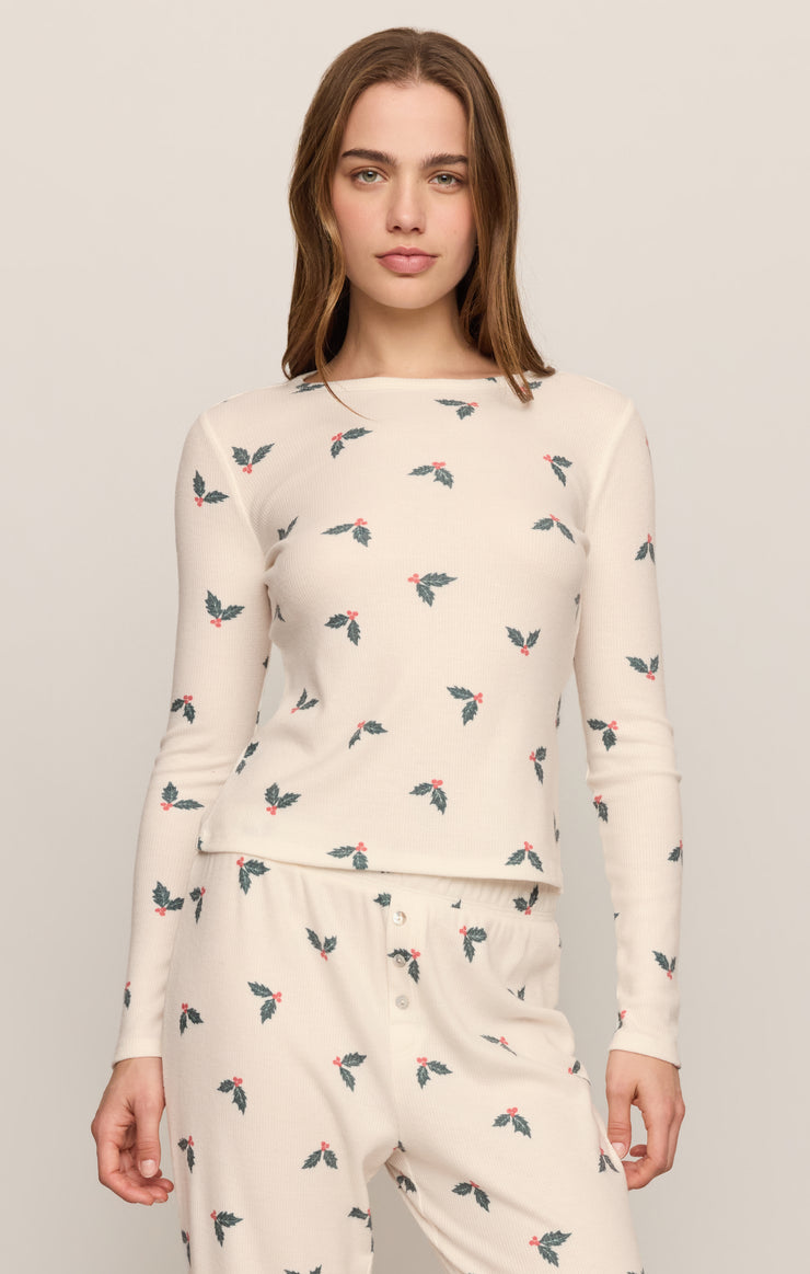 Tops Holly Waffle Fitted Top Vanilla Ice