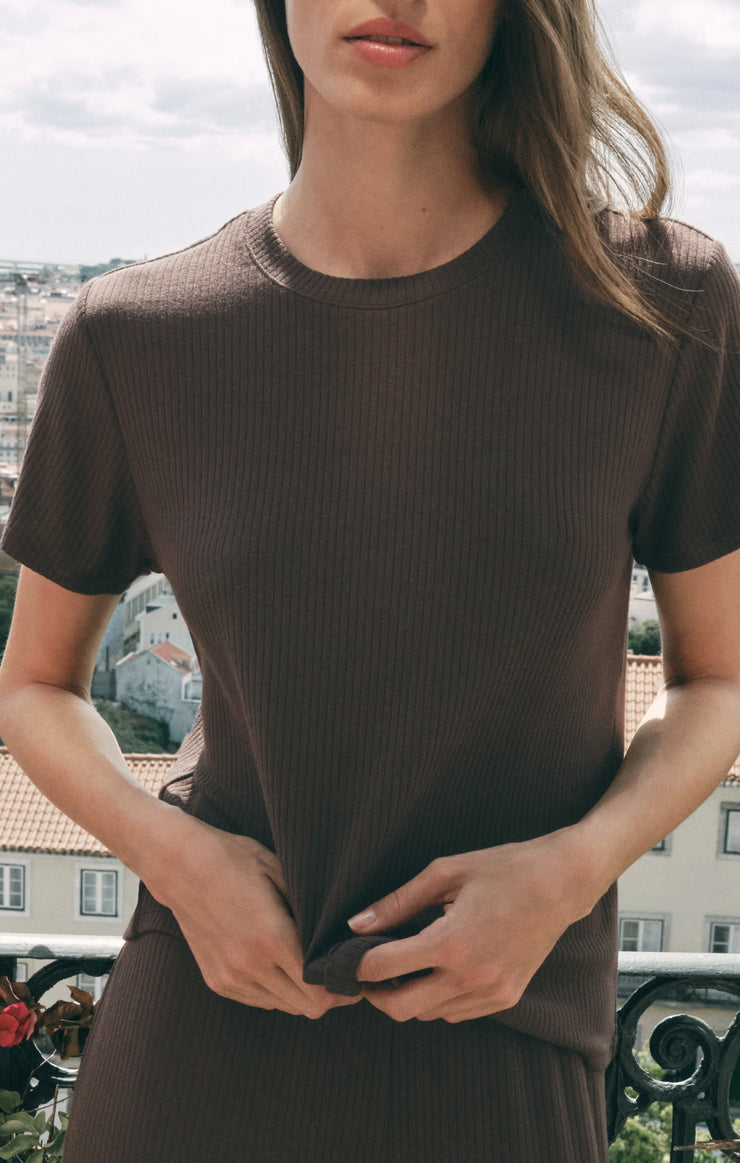Tops Just Right Rib Tee Cocoa Bean