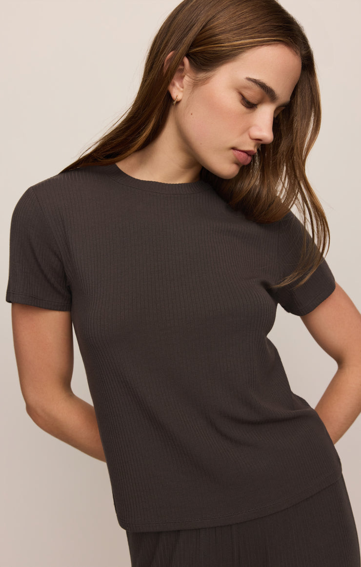 Tops Just Right Rib Tee Cocoa Bean