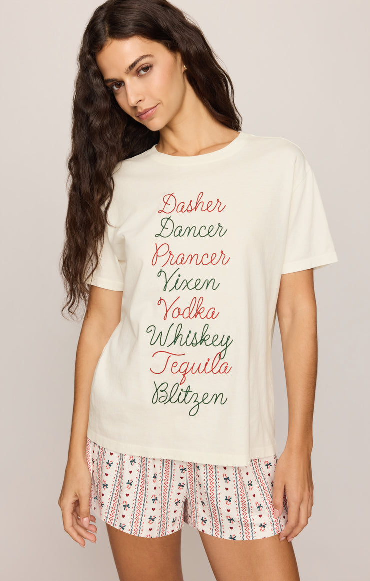 Tops Reindeer Boyfriend Tee Sea Salt