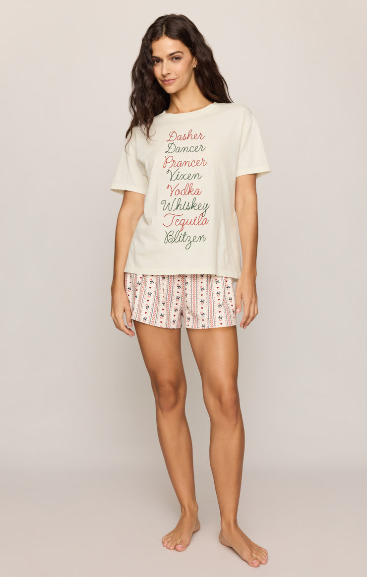 Tops Reindeer Boyfriend Tee Sea Salt
