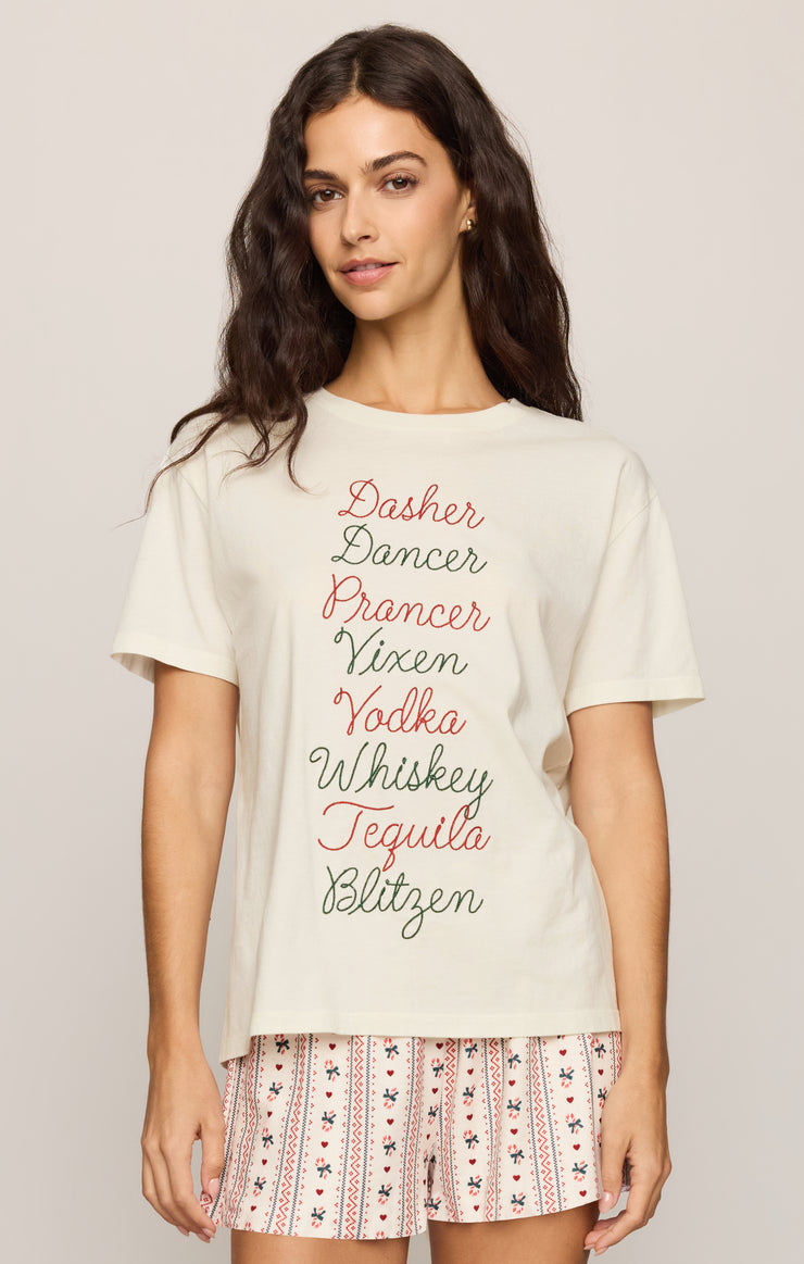 Tops Reindeer Boyfriend Tee Sea Salt