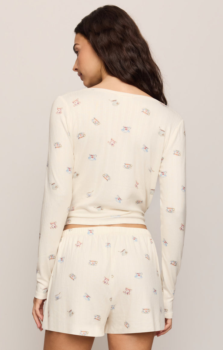 Tops Tea Time Silky Pointelle Top Vanilla Ice