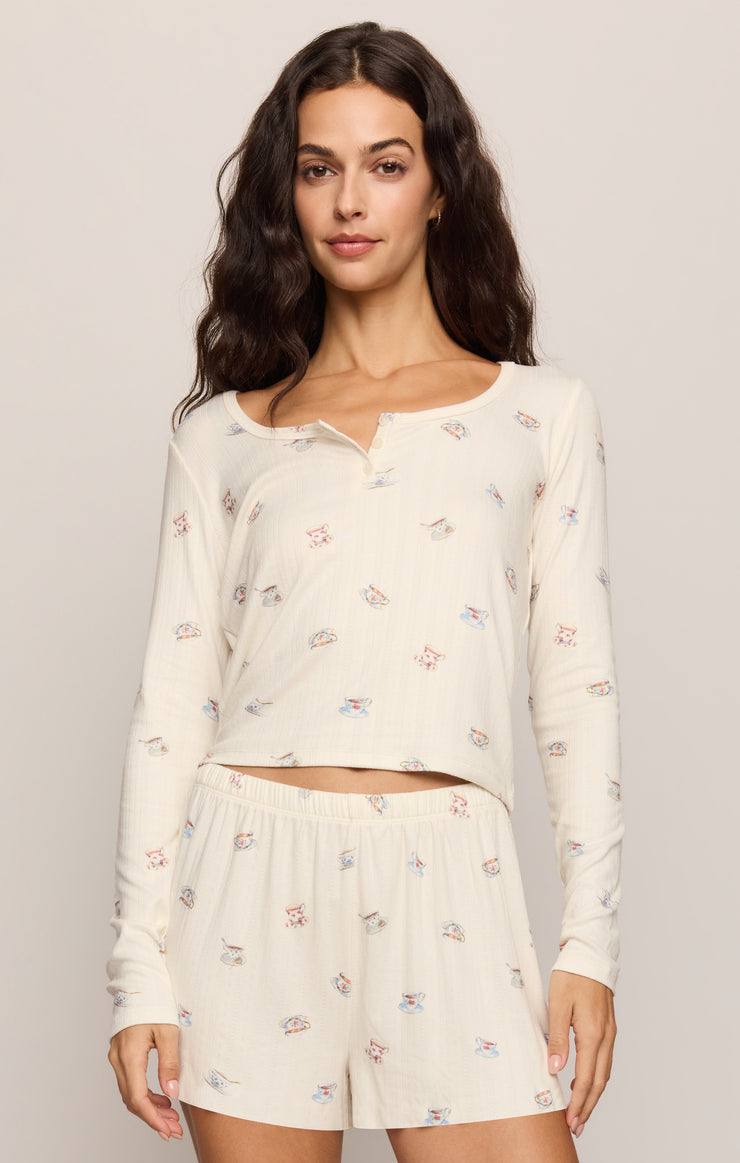 Tops Tea Time Silky Pointelle Top Vanilla Ice