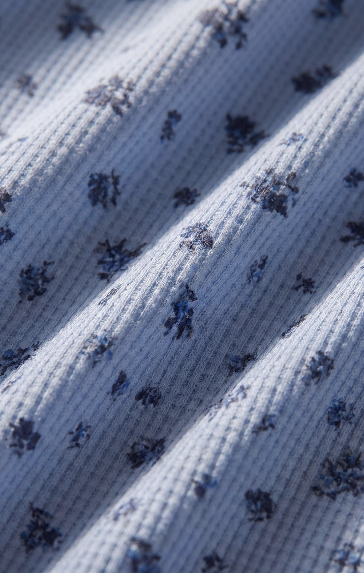 Tops Floral Thermal Long Sleeve Crystal Blue