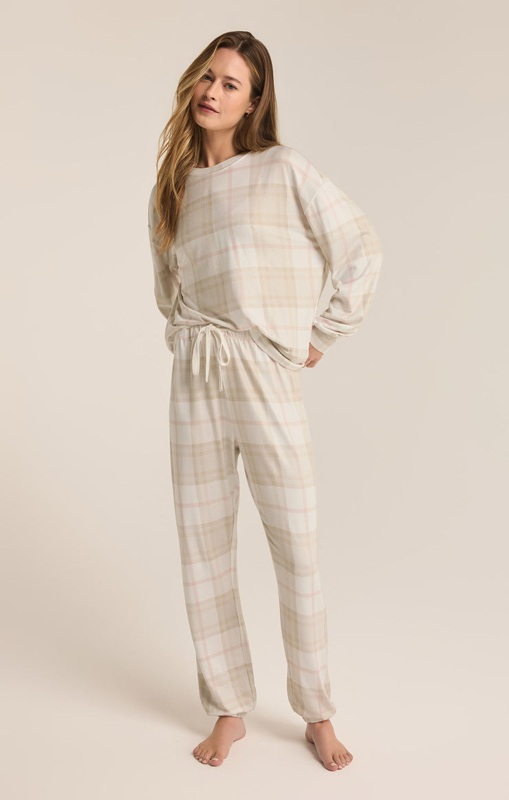 Tops Cozy Plaid Set Sea Salt