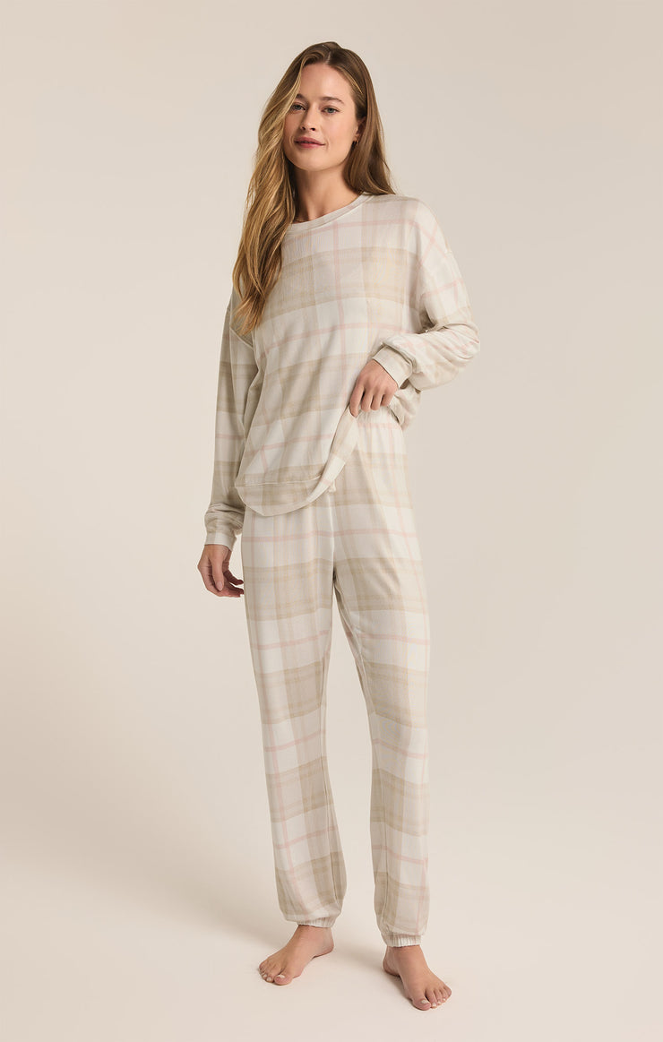 Tops Cozy Plaid Set Sea Salt