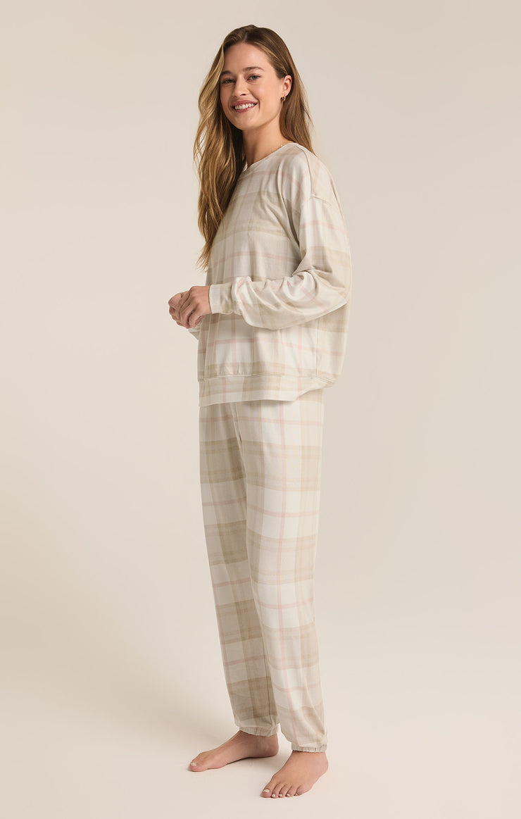 Tops Cozy Plaid Set Sea Salt