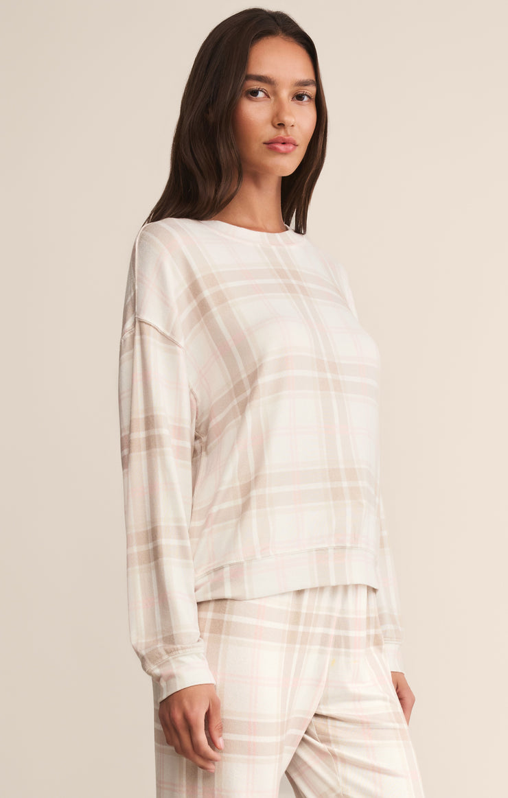 Tops Cozy Daydream Plaid Set Vanilla Ice