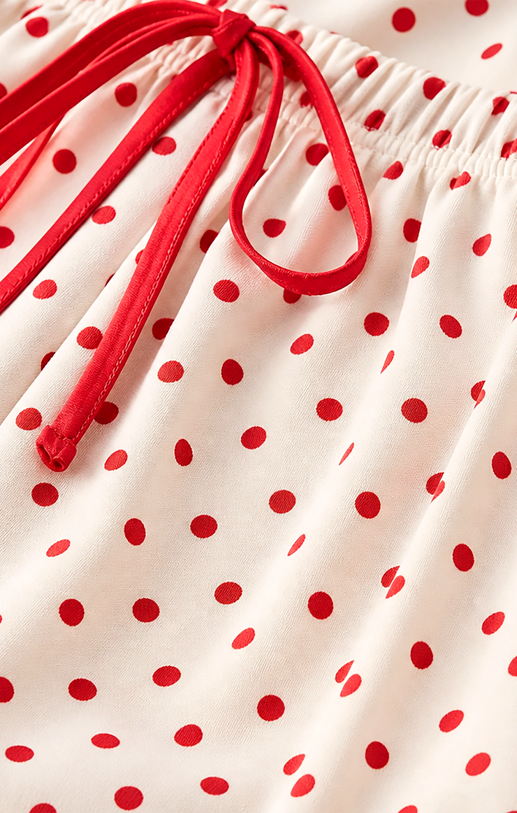 Tops Snuggle Dot Satin PJ Set Vanilla Ice