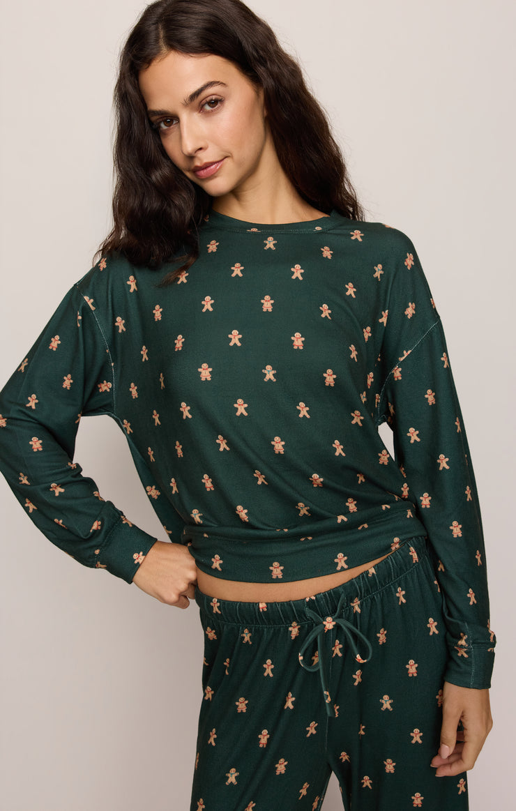 Tops Cozy Gingerbread Jersey PJ Set Cyprus Green