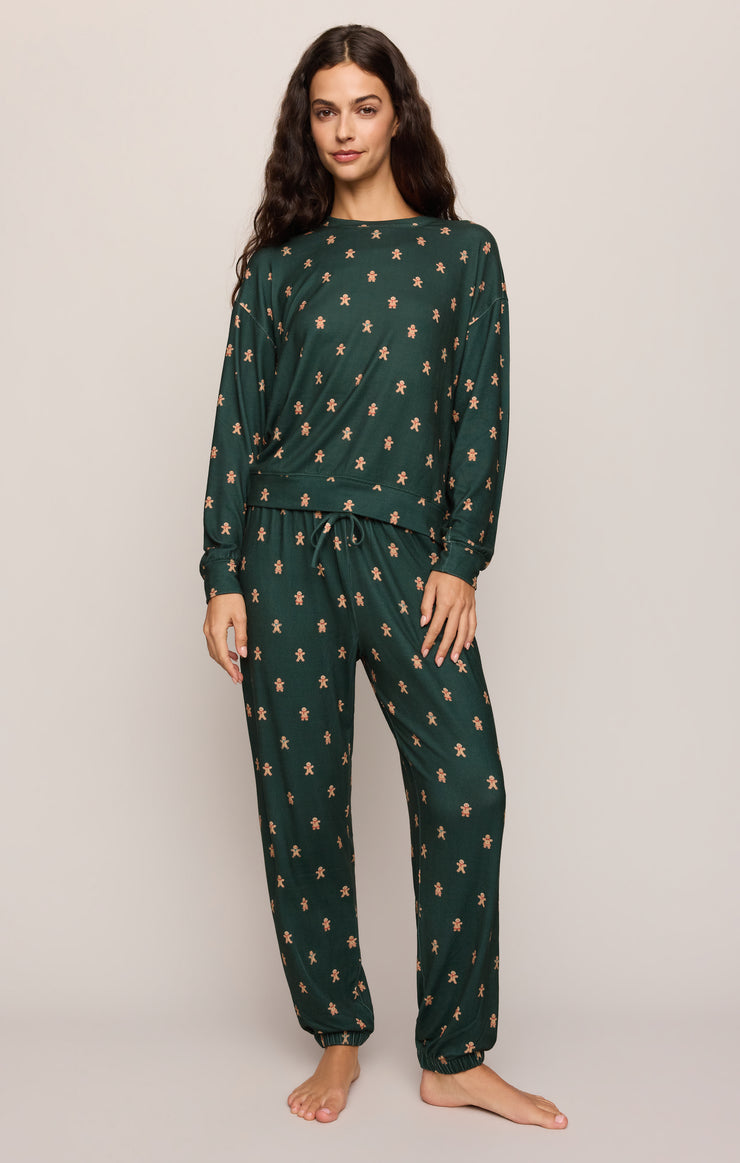 Tops Cozy Gingerbread Jersey PJ Set Cyprus Green