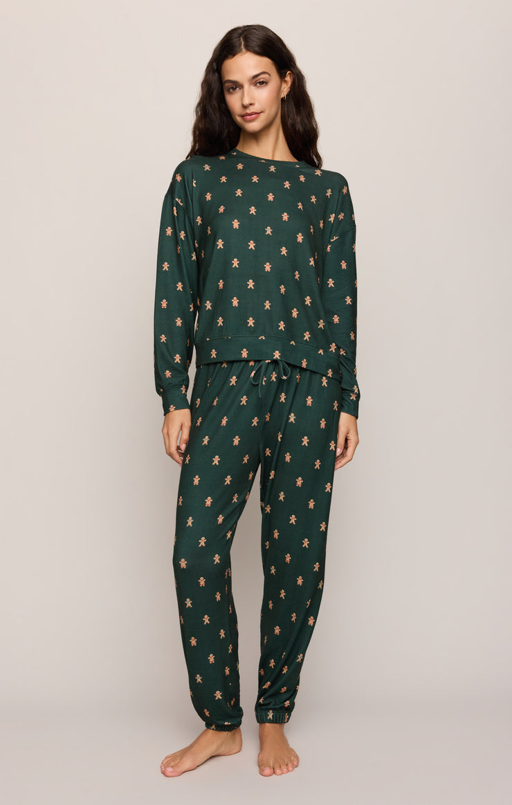 Tops Cozy Gingerbread Jersey PJ Set Cyprus Green