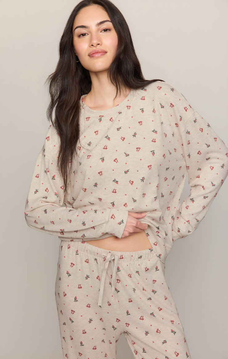 Tops Cozy Holly Knit PJ Set Light Oatmeal Heather