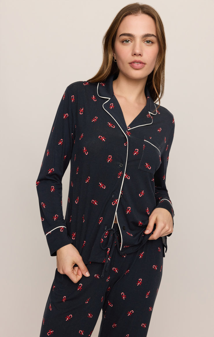 Tops Snuggle Candy Cane Jersey PJ Set Eclipse
