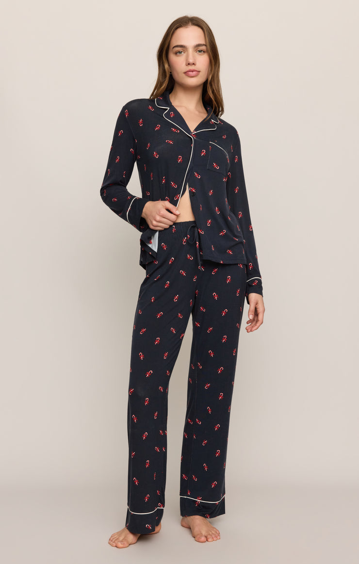 Tops Snuggle Candy Cane Jersey PJ Set Eclipse