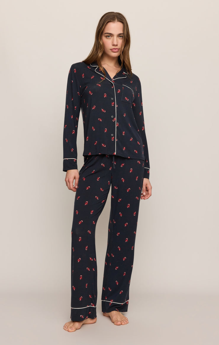 Tops Snuggle Candy Cane Jersey PJ Set Eclipse