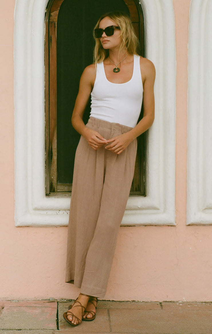 Our Sage 3 Piece Set, Featuring a beige cotton linen crop top paired with a  jacket & matching pants