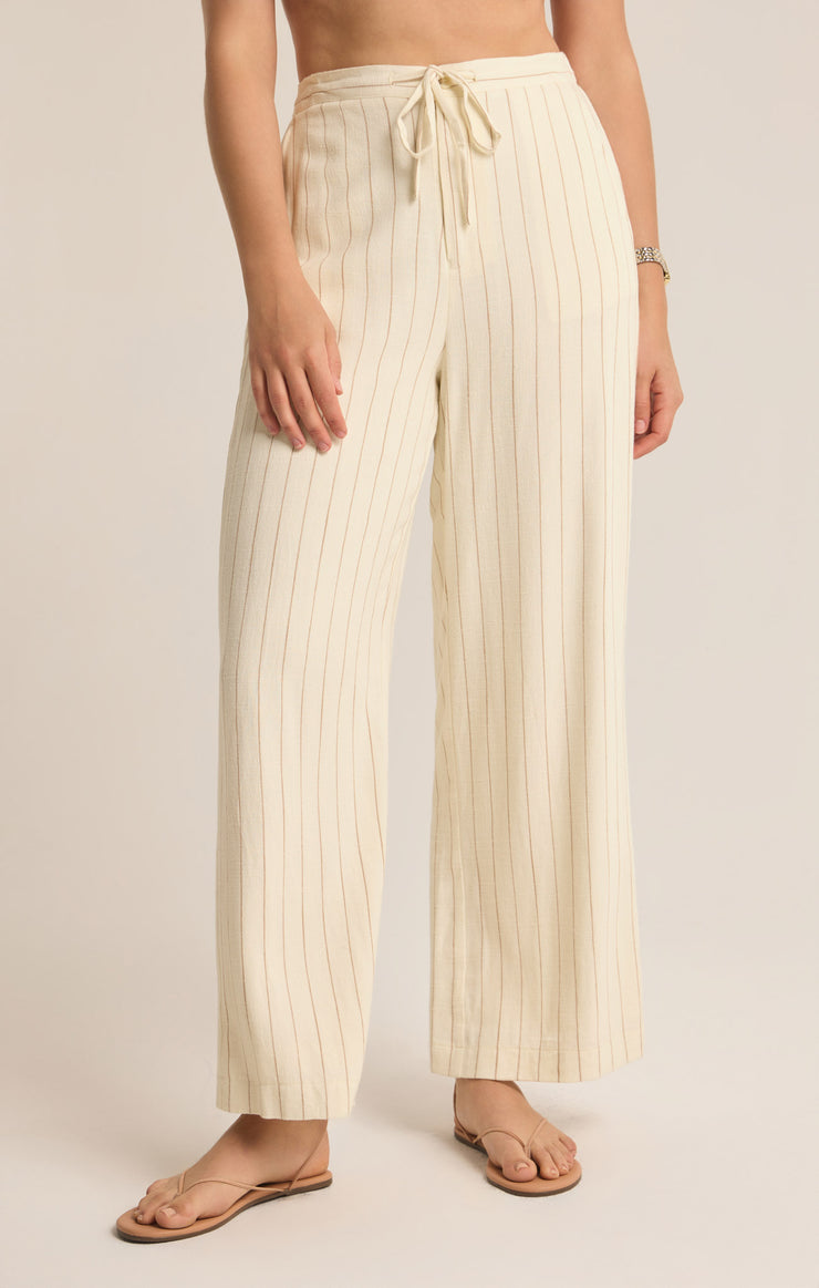 Pants Cortez Linen Pinstripe Pant White