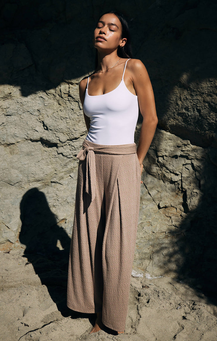 High Waisted Ribbed Cozy Knit Pull On Wide Leg Pant
