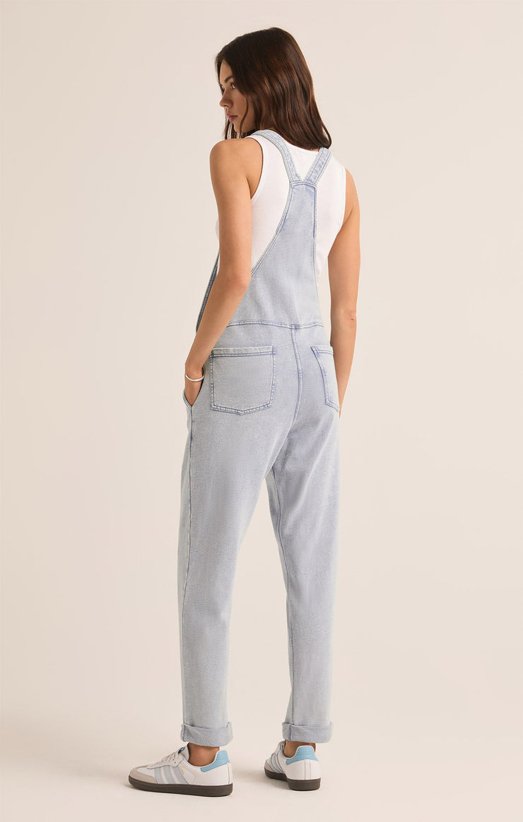 Pants Knit Denim Overalls Washed Indigo