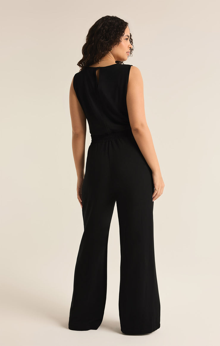 Pants Layover Modal Fleece Jumpsuit Black