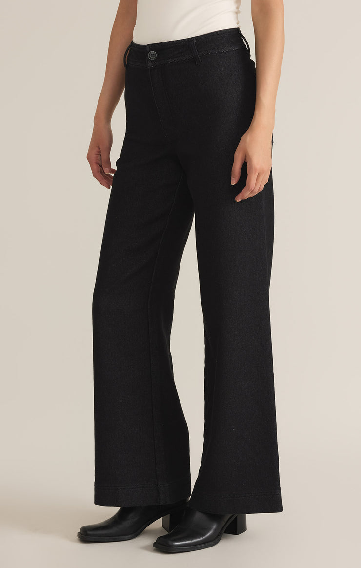 Pants Rilynn Denim Wide Leg Black Sand