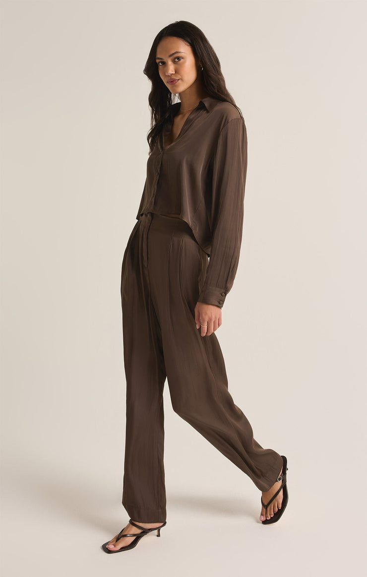 Pants Lisse Wide Leg Pant Dark Chocolate