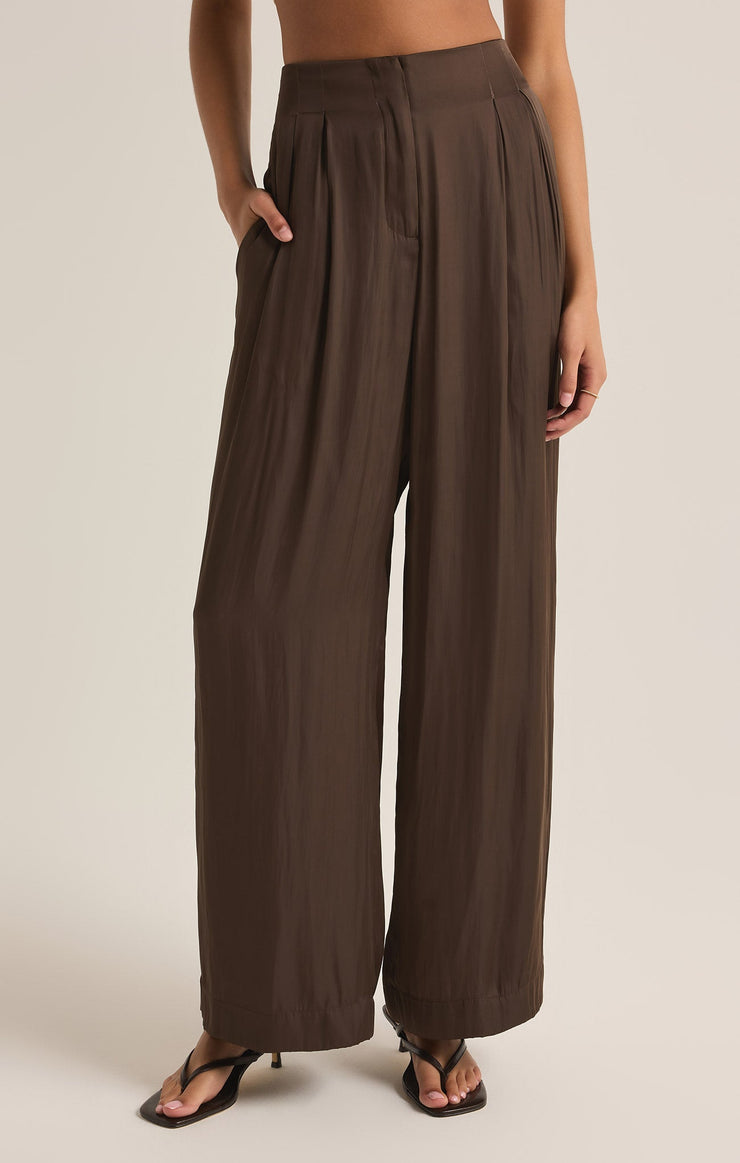 Pants Lisse Wide Leg Pant Dark Chocolate