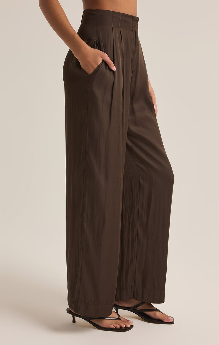 Pants Lisse Wide Leg Pant Dark Chocolate