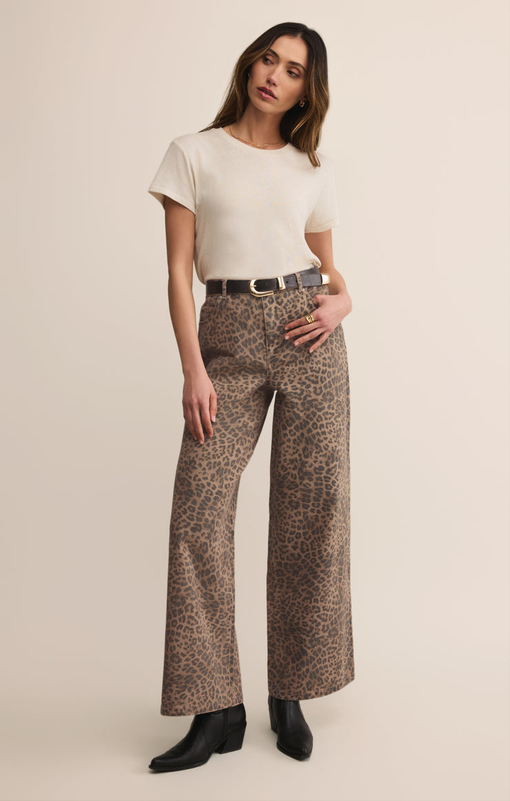 Pants Marli Denim Leopard Pant Desert Tan